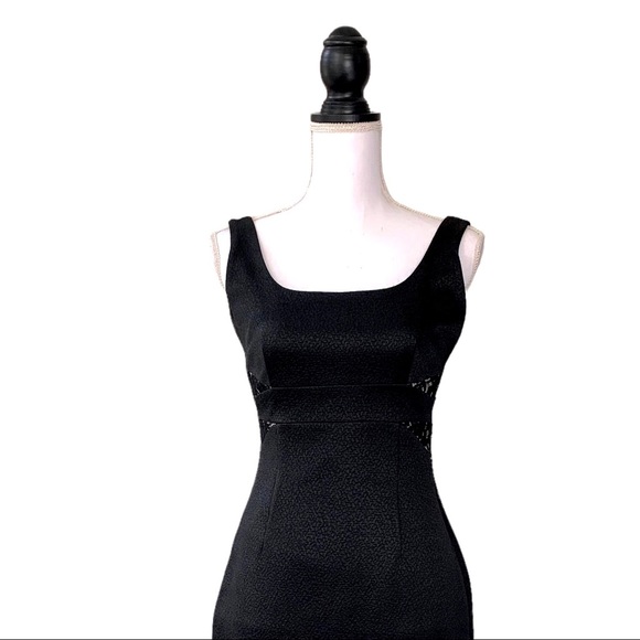 DAVID MEISTER BLACK BODYCON SLEEVELESS EVENING DRESS - Picture 8 of 16